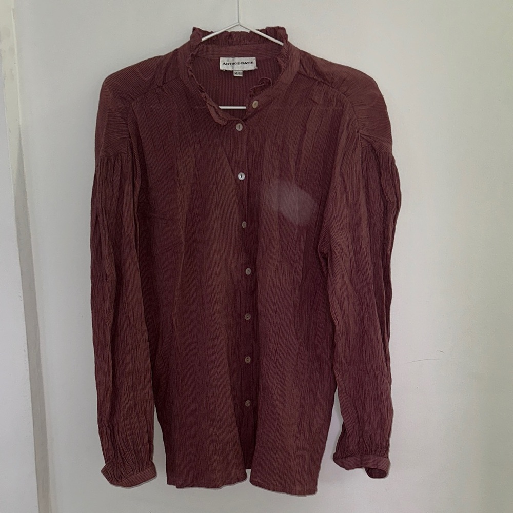Old Pink Long Sleeve Button-Up Blouse